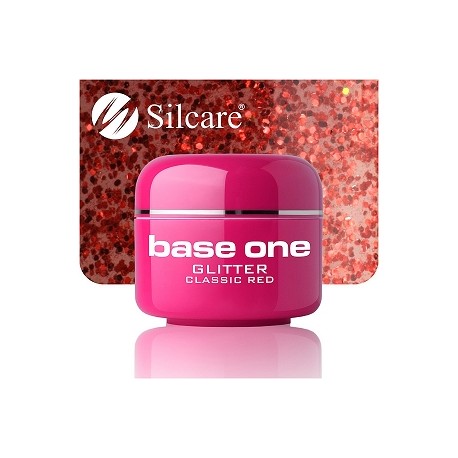 SILCARE UV gel Base One Glitter 5 ml - 15 Clasic Red